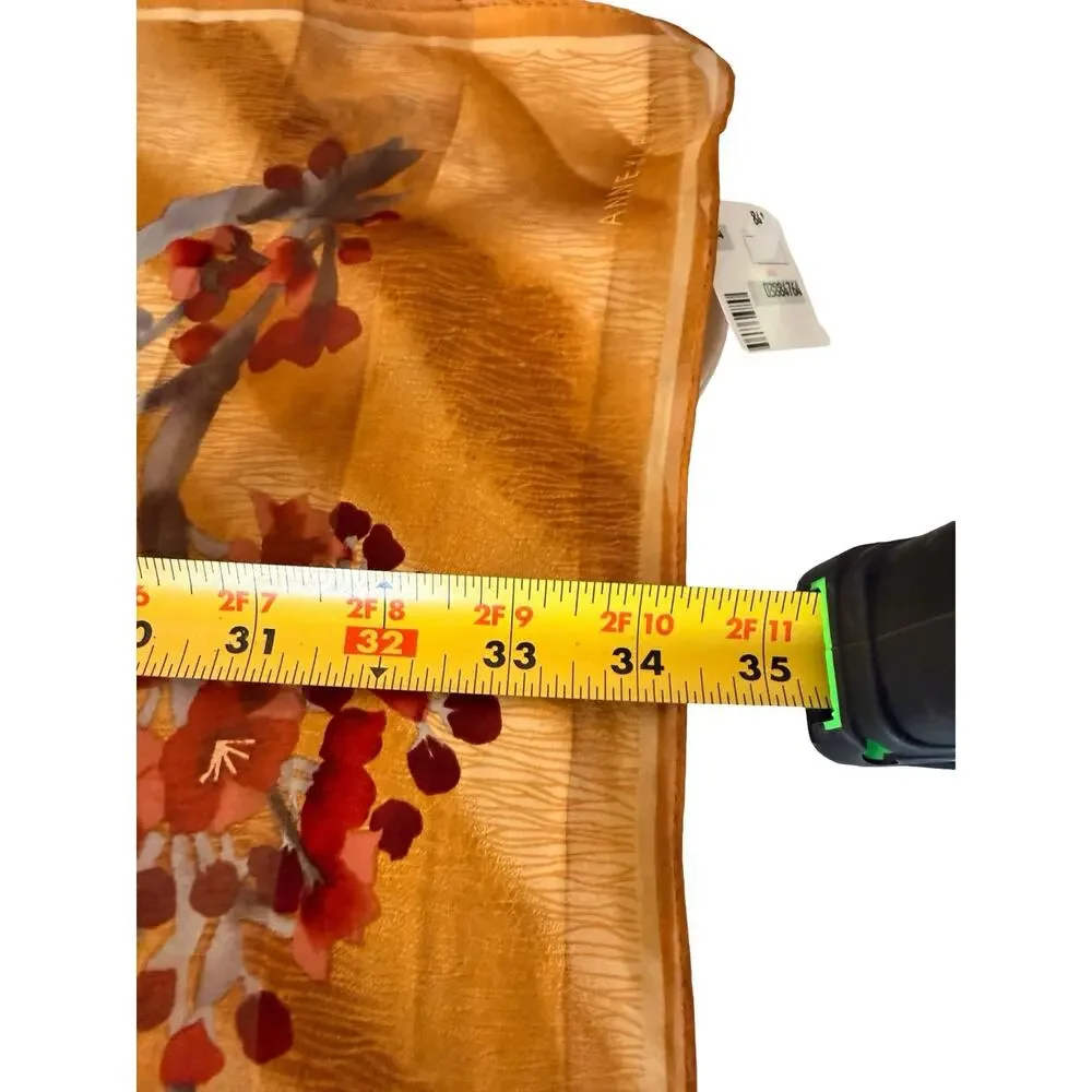 Vintage Anne Klein Silk Floral Scarf NWT Gold Cherry Blossom Square 34x34
